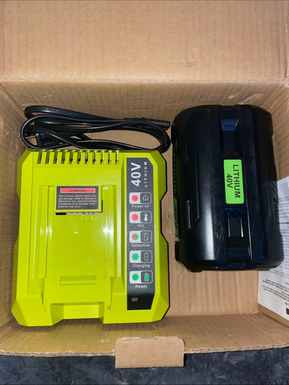 40V Lithium Battery and Charger Kit - Ryobi Replacement